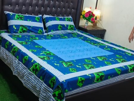 Printed Patchwork Embroidered Bed Sheet GN Design (9)