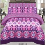 Purple Printed Sheet With 2 Pillow Covers