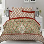 Red Printed Bed Sheet With 2 Pillow Covers