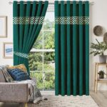 Green Luxury Border Velvet Curtains ( Set of 2 Pcs & Belts )