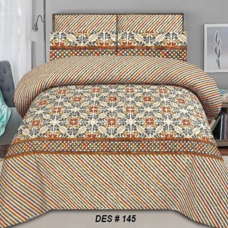 Brown Printed Bed Sheet With 2 Pillow Covers