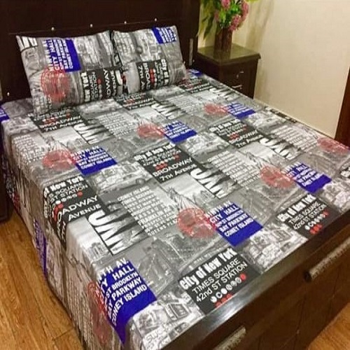 English Printed Bed Sheet With 2 Pillow Covers