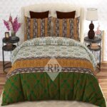 Green Yellow Printed Sheet With 2 Pillow Covers