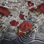 Grey Red Flowers Printed Bedding With 2 Pillow Covers