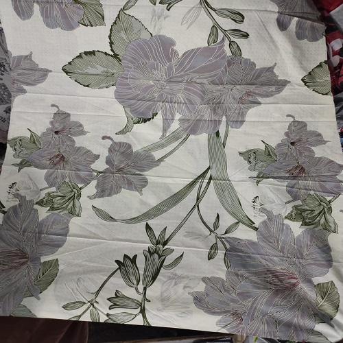Grey White Printed Bed Sheet With 2 Pillow Covers (2)
