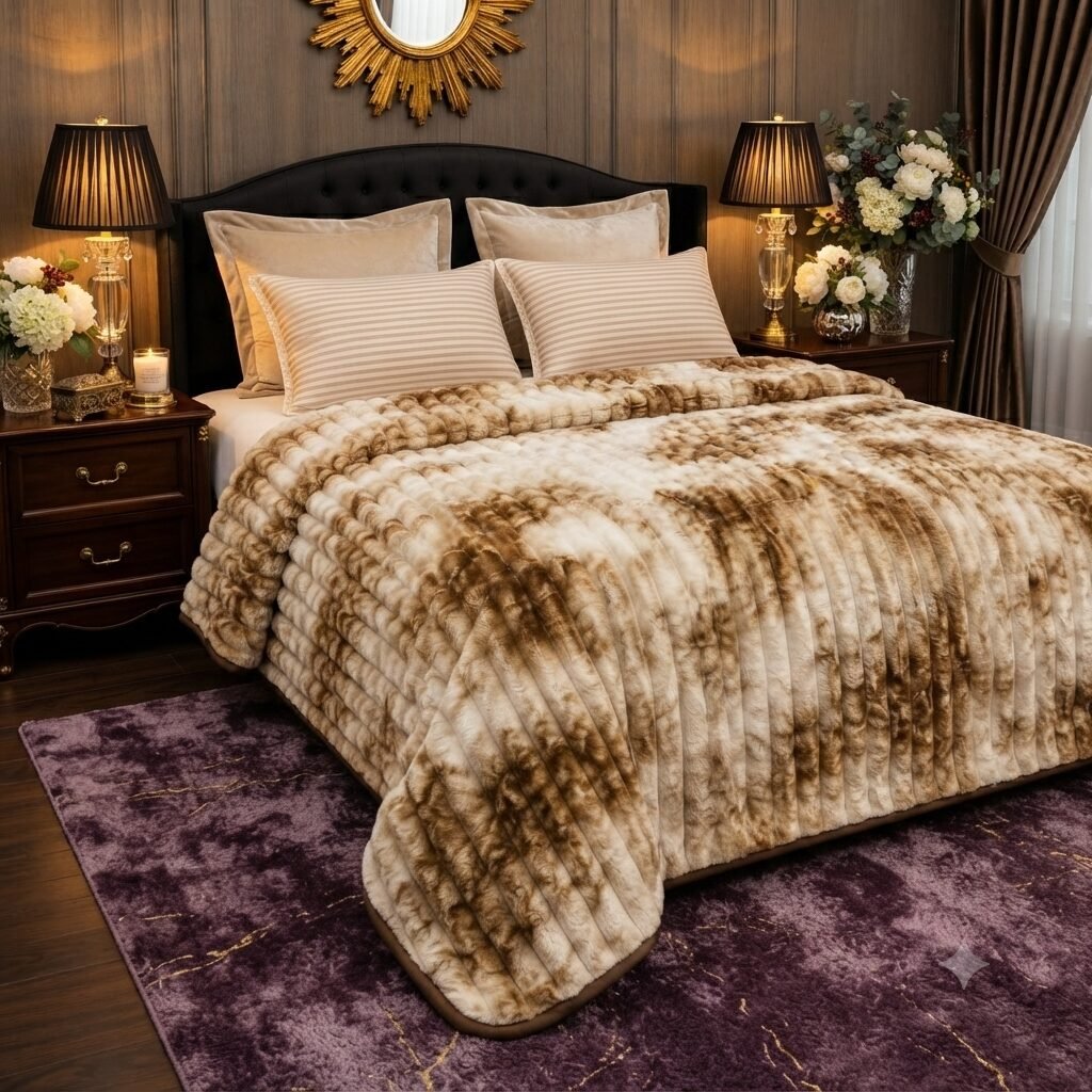 Premium Luxury Plush Comforter – Coffee & Ivory Marble Premium Luxury Plush Comforter – Coffee & Ivory Marble