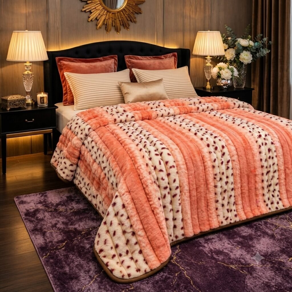 Premium Luxury Plush Comforter – Peach Blossom Stripe Premium Luxury Plush Comforter – Peach Blossom Stripe