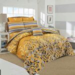 Yellow Black Printed Bedding With 2 Pillow Covers