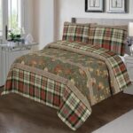 Green Brown Printed Bedding With 2 Pillow Covers – 3 PCS