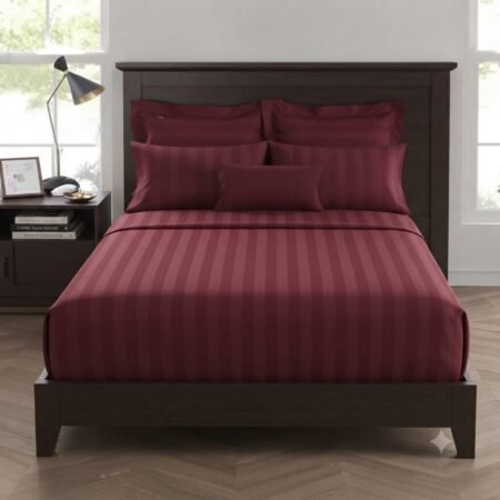 Plain Maroon Stripe Bedding