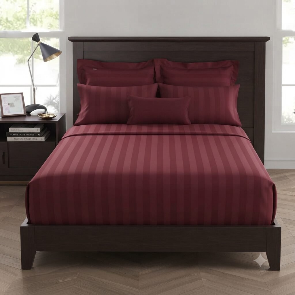 Plain Maroon Stripe Bedding Plain Maroon Stripe Bedding