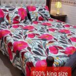 Rose and Leaf Printed Bedding With 2 Pillow Covers – 3 PCS