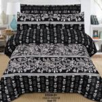 Black White Lining Printed Sheet With 2 Pillow Covers