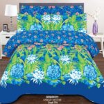 Blue Border Green Leaf Bedding With 2 Pillow Covers