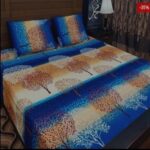 Blue Brown Tree Printed Sheet With 2 Pillow Covers – 3 PCS