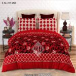 Red White Black Printed Bed Sheet With 2 Pillow Covers