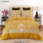 Yellow White Printed Bed Sheet With 2 Pillow Covers