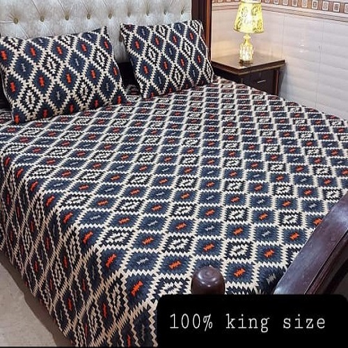 Zig Zag Printed Sheet With 2 Pillow Covers – 3 PCS