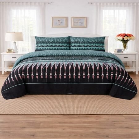 Neavy Blue Flowers Color Printed Bed Sheet B