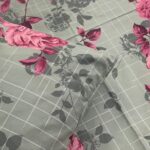 3 PCS Jeans Bed Sheet Grey Leaf Red Flowers Printed