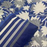 3 PCS Jeans Bed Sheet – Blue Grey White Flowers Printed