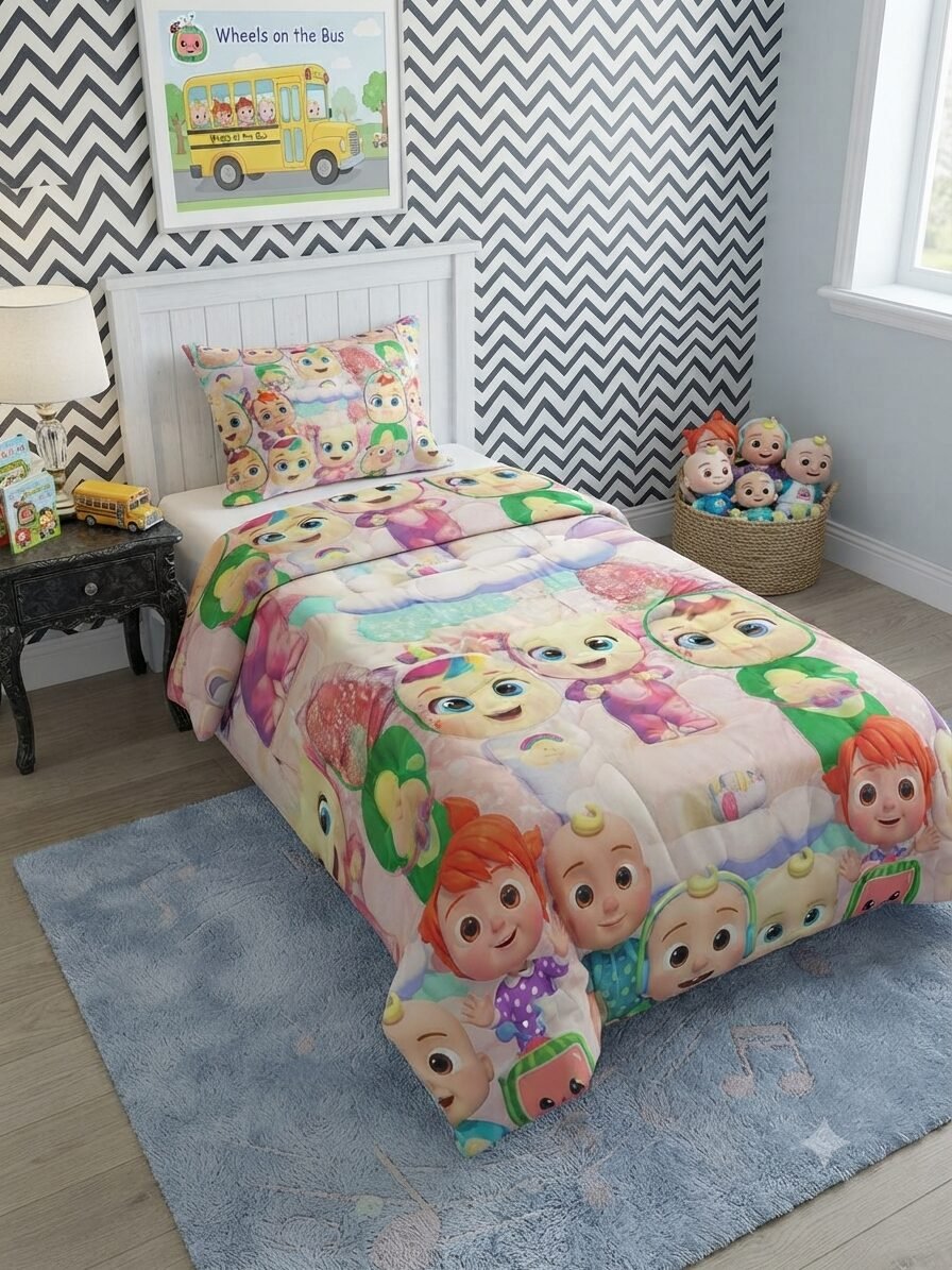 CoComelon Character Kids Bed Sheet CoComelon Character Kids Bed Sheet