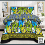 3 PCS Jeans Bed Sheet – Leaf Printed