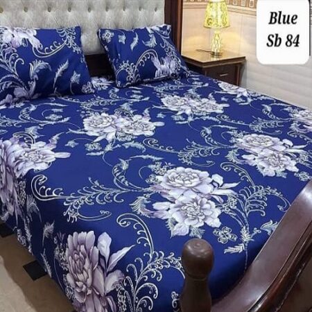 Blue White Leaf Printed Bedding With 2 Pillow Covers – 3 PCS