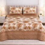Leave Brown Printed Bed Sheet With 2 Pillow Covers