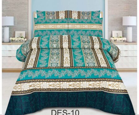 Ferozy White Brown Printed Bed Sheet With 2 Pillow Covers