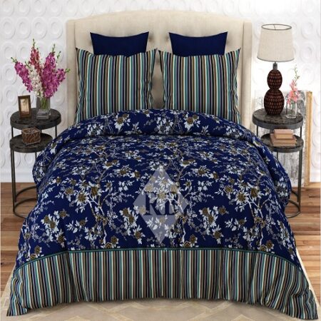 Blue Printed Bed Sheet With 2 Pillow Covers