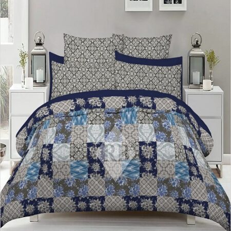 Box Printed Printed Bed Sheet With 2 Pillow Covers