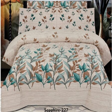 Brown Multicolor Printed Bed Sheet With 2 Pillow Covers