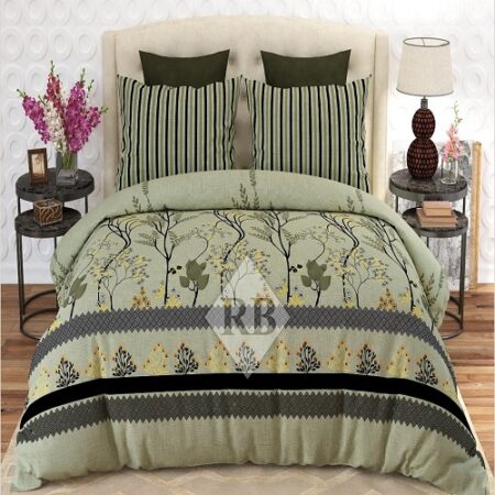 Brownish Printed Bed Sheet With 2 Pillow Covers