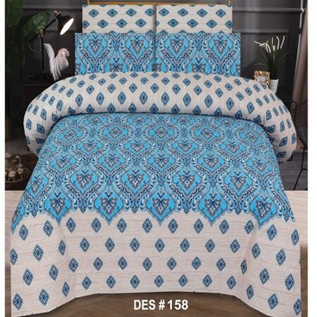Ferozy White Printed Bed Sheet With 2 Pillow Covers