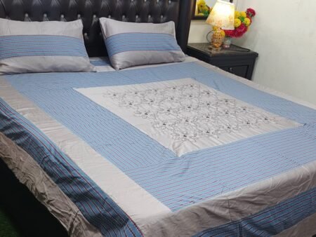 Printed Patchwork Embroidered Bed Sheet GN Design (2