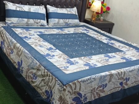 Printed Patchwork Embroidered Bed Sheet GN Design (6)