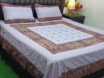 Printed Patchwork Embroidered Bed Sheet GN Design (7)