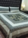 Printed Patchwork Embroidered Bed Sheet GN Design (89)