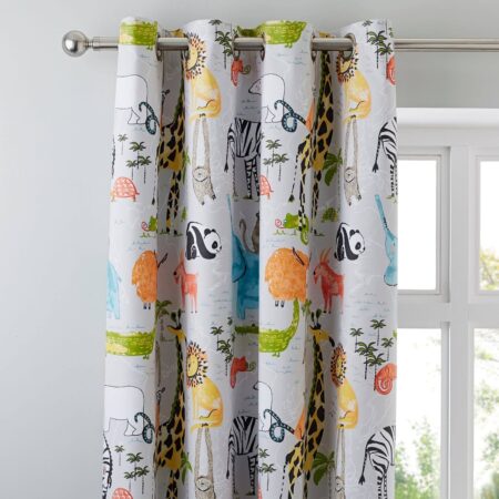 Wild Animals Printed Curtains for Window and Door 66 X 72 Inches Each ( Set Of 2 Pieces )