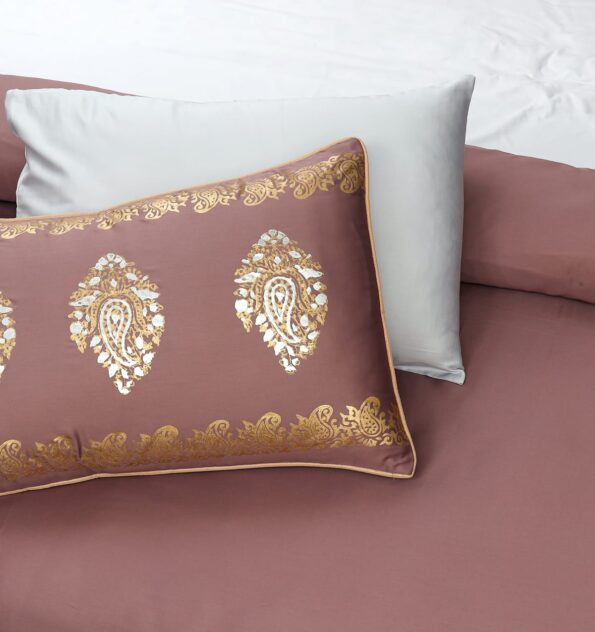 Mud Gold Silk Satin Bridal Bed Set with Block Printing