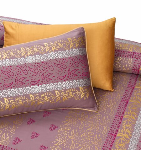 Mud Printed Silk Satin Bridal Bed Set with Block Printing