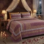 Mud Printed Silk Satin Bridal Bed Set with Block Printing