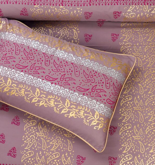 Mud Printed Silk Satin Bridal Bed Set with Block Printing