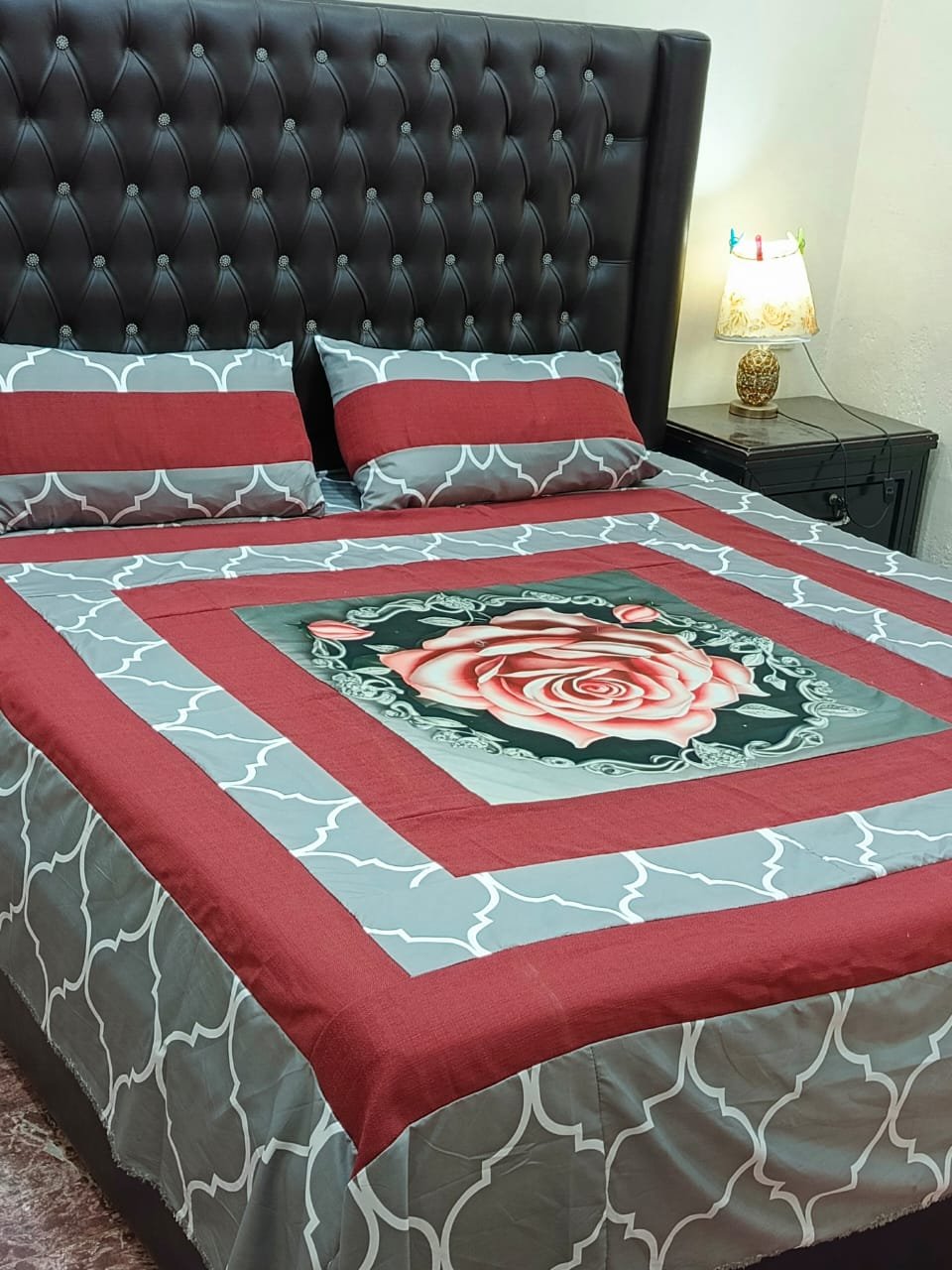 Printed Patchwork Embroidered Bed Sheet GN Design (85) Printed Patchwork Embroidered Bed Sheet GN Design (85)