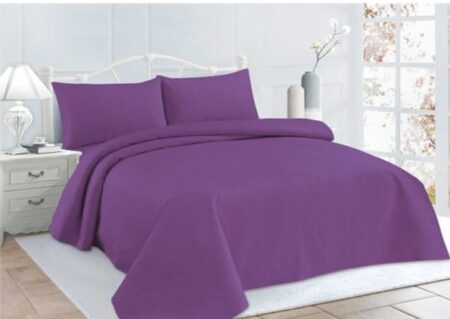 Purple Embossed Quilted Bedspread Set – 3 Pcs