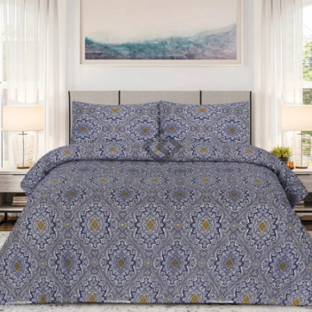 Blue Printed Sheet With 2 Pillow Covers – 3 PCS
