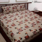 Brown Leave Printed Sheet With 2 Pillow Covers – 3 PCS