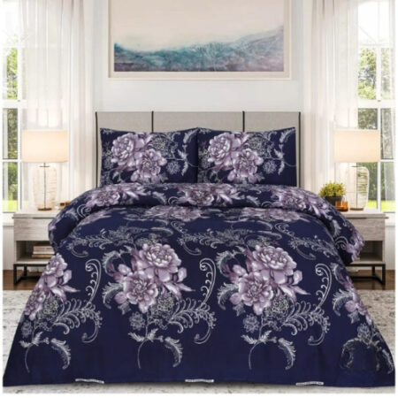 Flower Printed Sheet With 2 Pillow Covers – 3 PCS