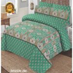 Green Printed Bed Sheet With 2 Pillow Covers